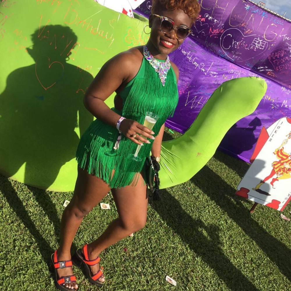 Green fringe romper